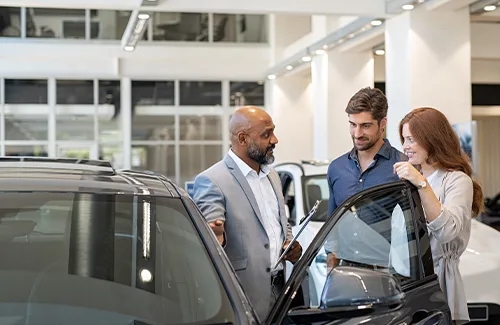 Inside an auto dealership