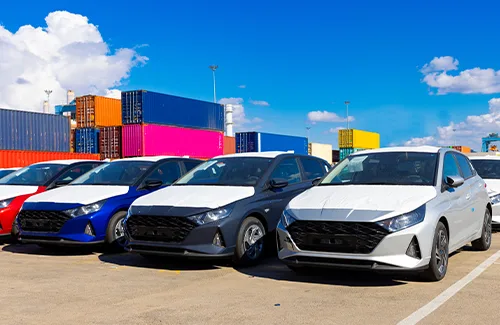 Cars waiting in port