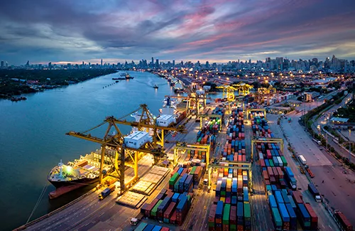 Busy international port
