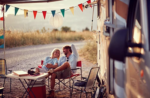Couple enjoying camping