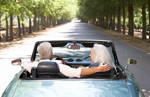 Couple in classic car