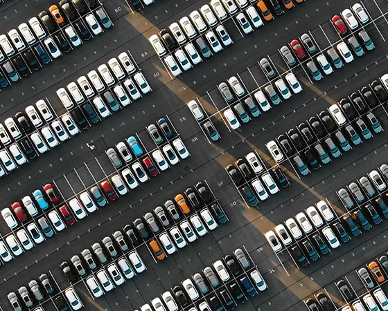 Cars in a lot