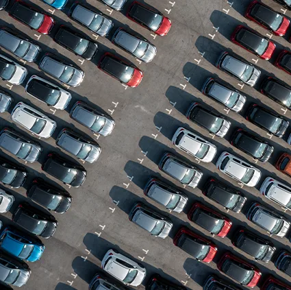 Cars in a parking lot from above