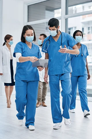 Nurses in a hallway